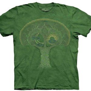 The Mountain Celtic Tree Roots Nature Forest Fantasy Green Cotton Shirt S-3X